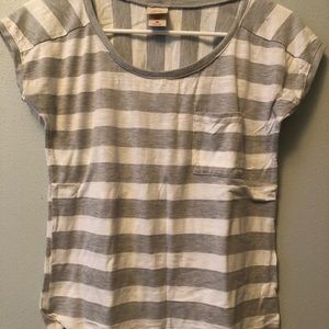 Grey and white striped shirt